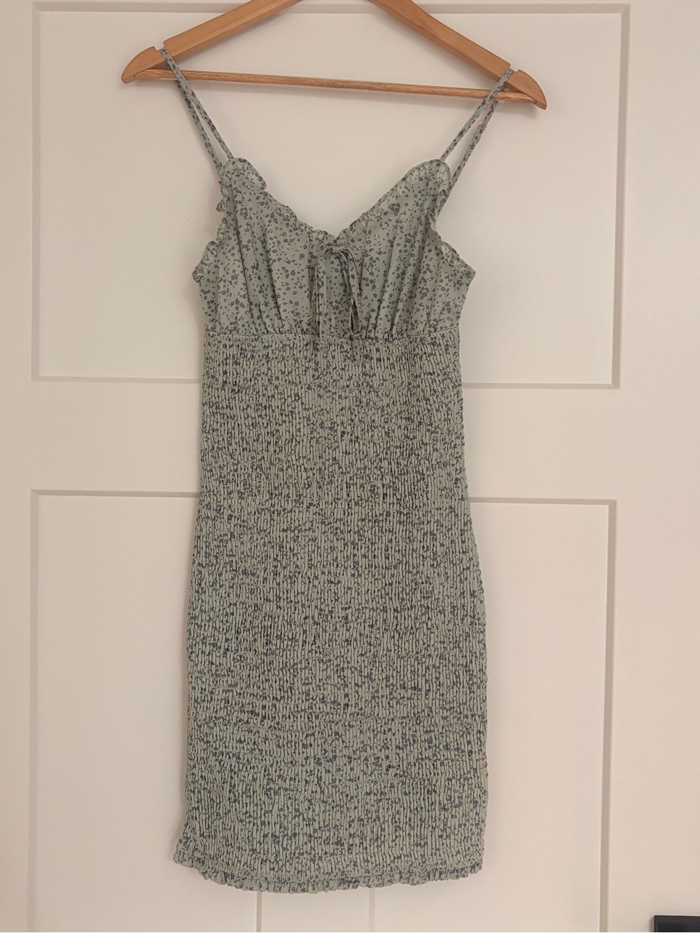 Storia Sage Green Floral Smocked Mini Dress